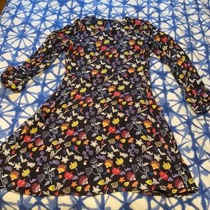 Print dress with swing skirt